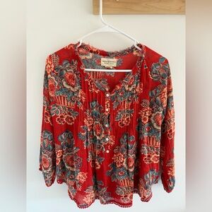 Ralph Lauren Denim Supply Floral BOHO Blouse Small